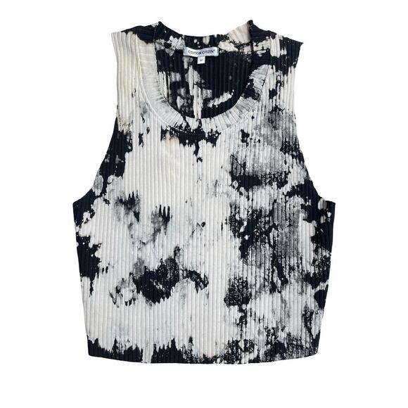 Cotton Citizen Ibiza Crop Tank Top Black White Tie Dye Ribbed Stretch - Medium - Picture 6 of 15